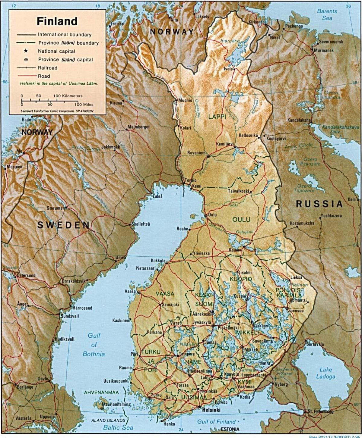 نقشه توپوگرافی فنلاند