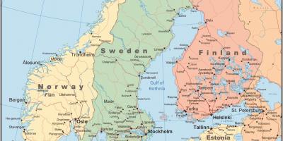 نقشه از فنلاند و کشورهای اطراف
